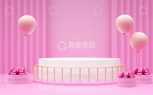 源文件下载【趣麦麦图】妇女节粉色C4D展台海报背景