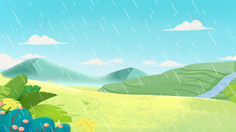 雨水下雨雨点草坪户外场景