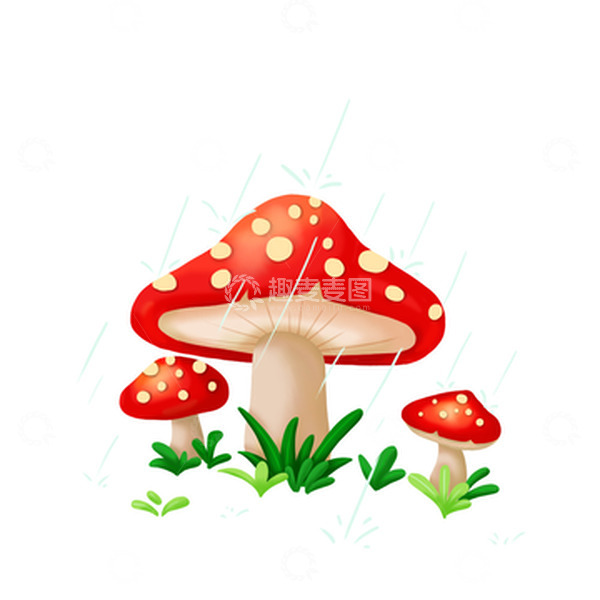 源文件下载【趣麦麦图】-雨水打在红色蘑菇上