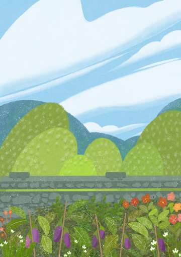 绿色的春天风景大山树木