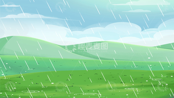 源文件下载【趣麦麦图】小清新下雨雨点水珠草坪户外场景