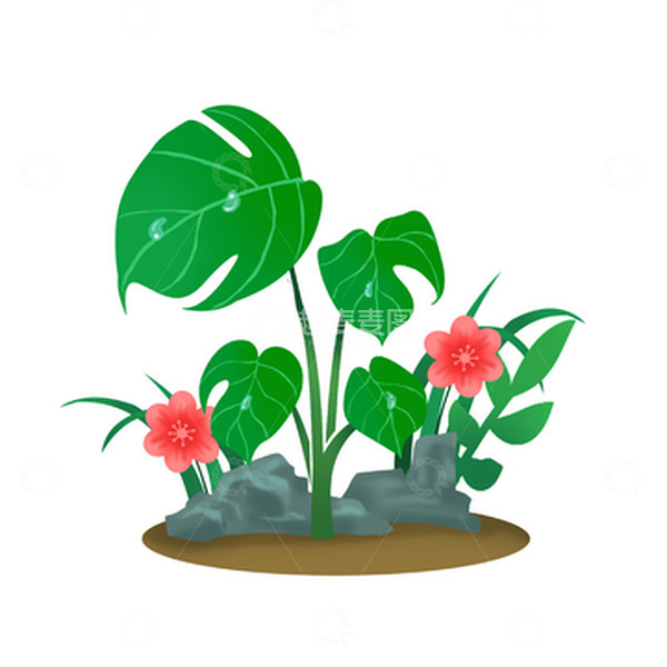 源文件下载【趣麦麦图】绿色卡通小清新绿植雨水