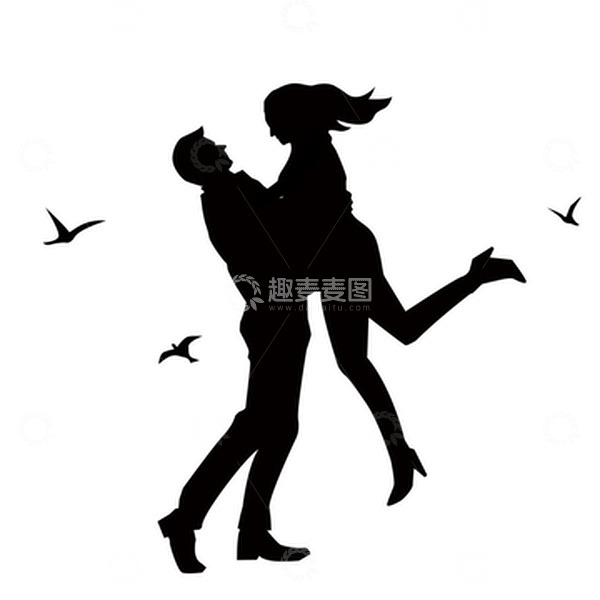 源文件下载【趣麦麦图】-七夕情人节人物剪影