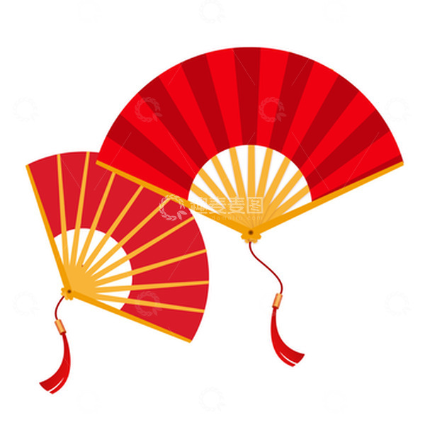 源文件下载【趣麦麦图】折纸扇子装饰元素