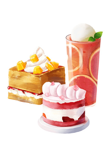 噪点风甜品插画