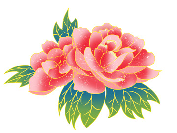 国潮国风牡丹花小元素