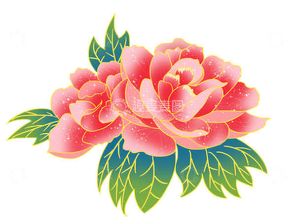 源文件下载【趣麦麦图】国潮国风牡丹花小元素