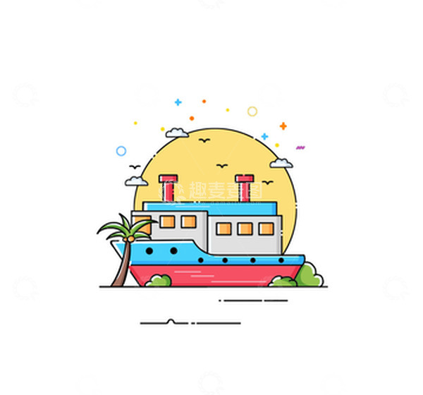 源文件下载【趣麦麦图】MBE插画轮船