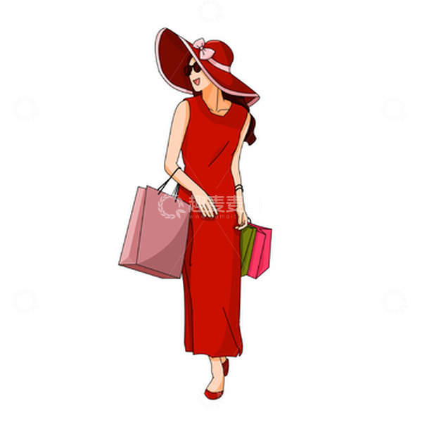 源文件下载【趣麦麦图】38妇女节女神女王戴帽购物卡通手绘