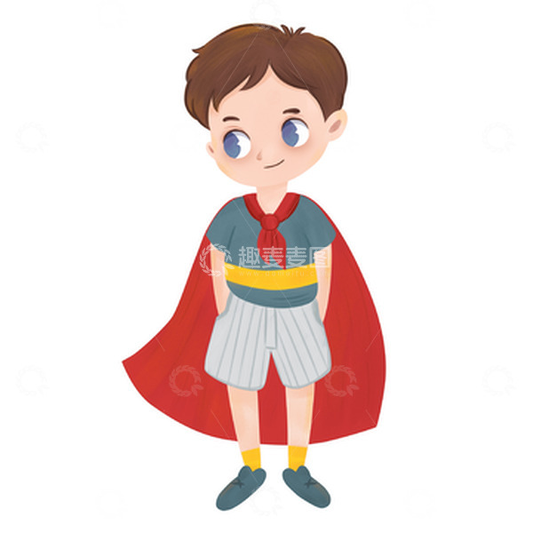 源文件下载【趣麦麦图】红色披风小男孩小王子卡通手绘插画元素