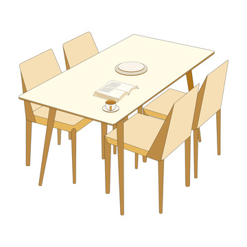 家具餐厅桌椅插画