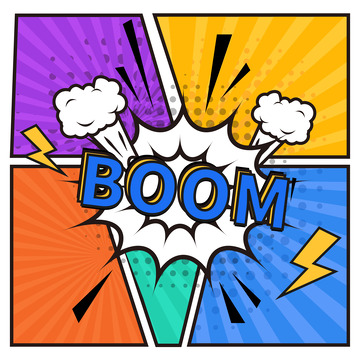 卡通漫画爆炸闪电气泡波点对话边框背景