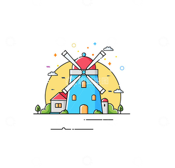 源文件下载【趣麦麦图】-MBE插画风车