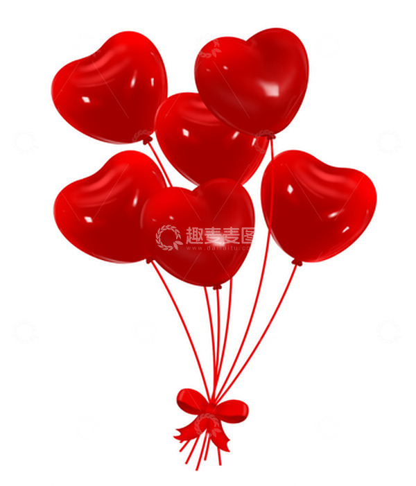 源文件下载【趣麦麦图】手绘浪漫红色爱心气球情人节海报装饰元素