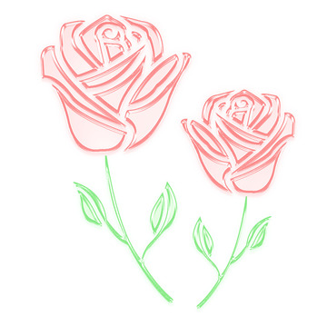 春天玫瑰花玻璃透明浮雕素材花朵