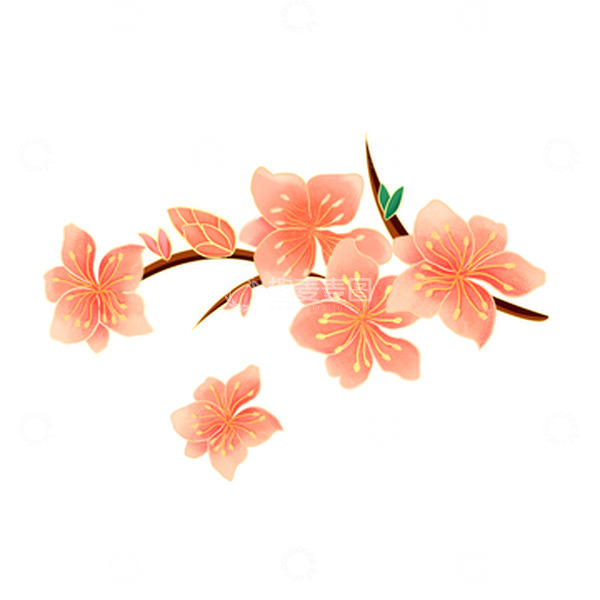 源文件下载【趣麦麦图】春天立春樱花桃花水彩手绘树枝花朵高清大图