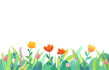 手绘春天花草植物边框海报装饰元素