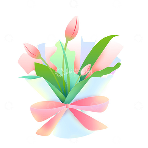 源文件下载【趣麦麦图】小清新妇女节女神节鲜花花束插画装饰