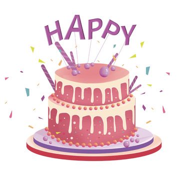 手绘粉色甜品生日蛋糕