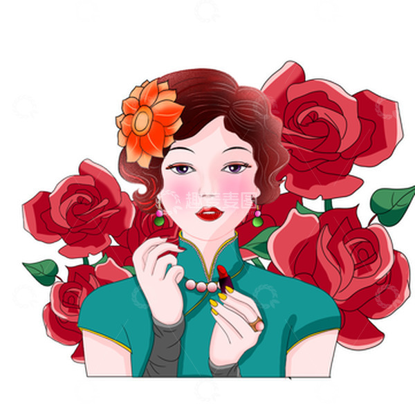 源文件下载【趣麦麦图】手绘妇女节女神节包装插画旗袍女孩