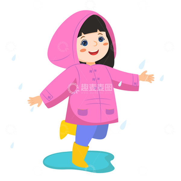 源文件下载【趣麦麦图】春天雨水女孩下雨天气