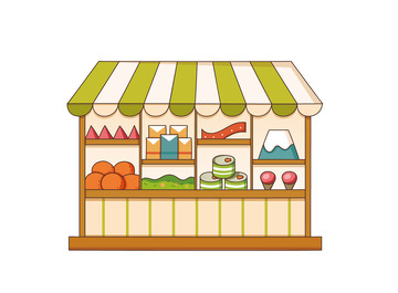 春日杂货铺卡通手绘食杂