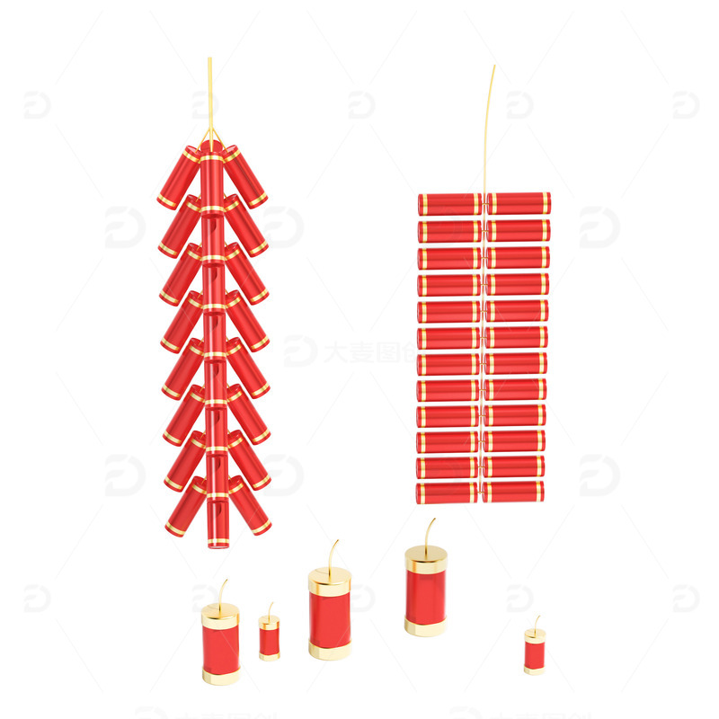 3D立体烟花爆竹卡通小炮仗