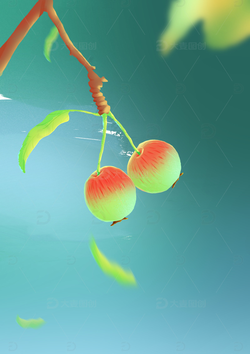 春天果实清新雅致插画背景