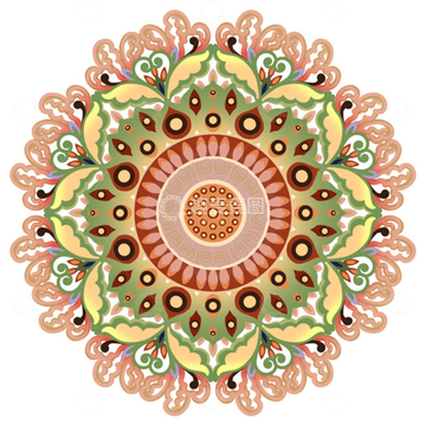 源文件下载【趣麦麦图】黄绿棕粉 敦煌 传统纹样 花草纹 元素