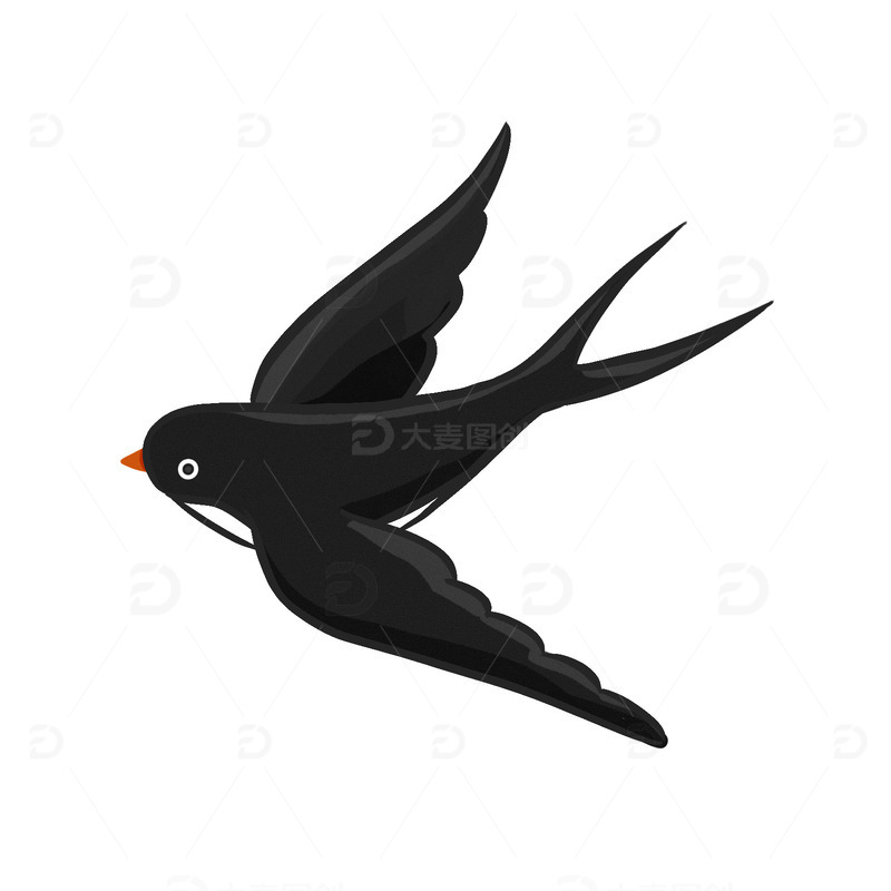 春天小清新燕子鸟类动物手绘图