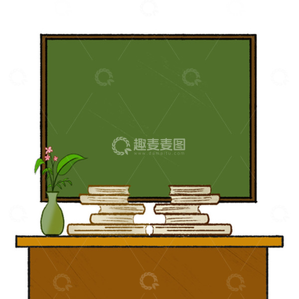 源文件下载【趣麦麦图】开学教室书籍桌椅黑板室内讲台手绘元素