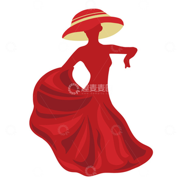 源文件下载【趣麦麦图】红色妇女节手绘跳舞女性人物