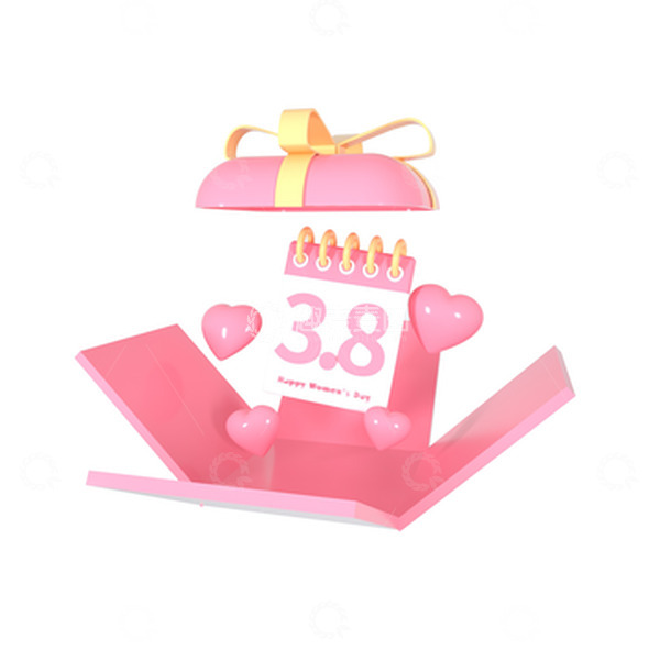 源文件下载【趣麦麦图】38妇女节粉色日历礼盒