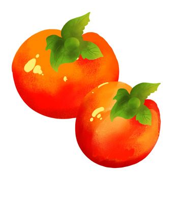 手绘春节喜庆万事如意水彩柿子