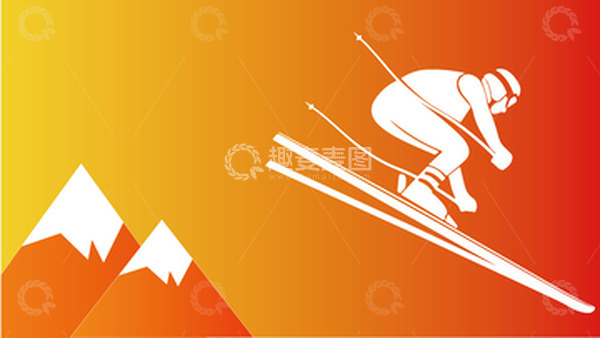 源文件下载【趣麦麦图】滑雪会议背景全民健身运动冬季红色