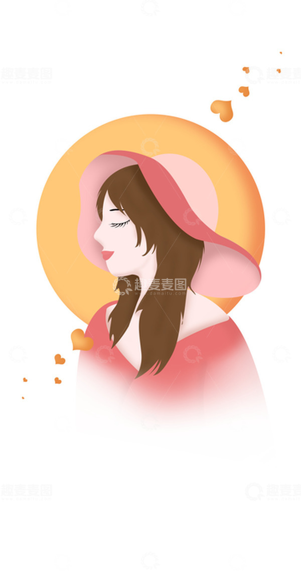 源文件下载【趣麦麦图】红色女神节节日元素海报