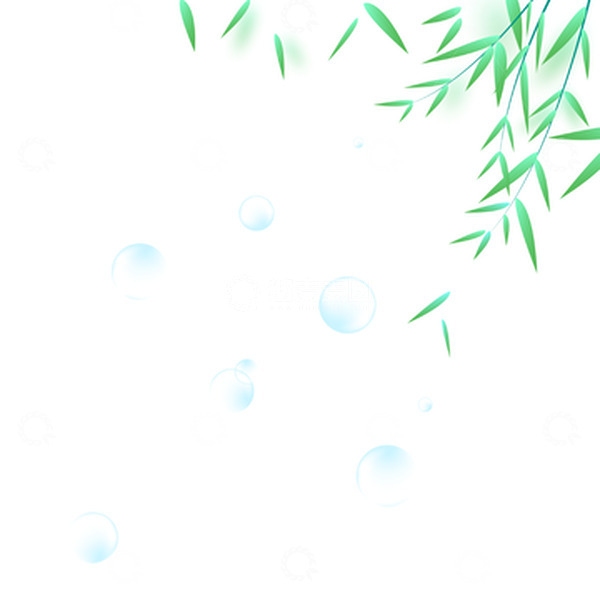 源文件下载【趣麦麦图】-春天雨水水珠绿叶矢量插画