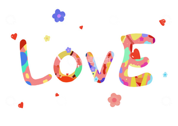 源文件下载【趣麦麦图】情人节英文字母LOVE印花元素