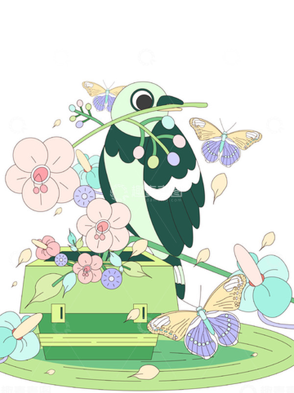 源文件下载【趣麦麦图】春日燕子蝴蝶花花