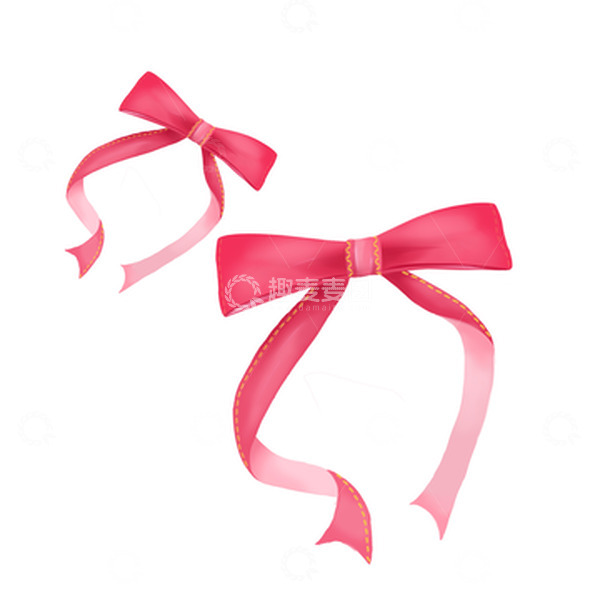 源文件下载【趣麦麦图】情人节妇女节红色飘带蝴蝶结元素