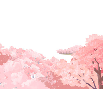 樱花树樱花树林粉色樱花桃花树粉色渐变