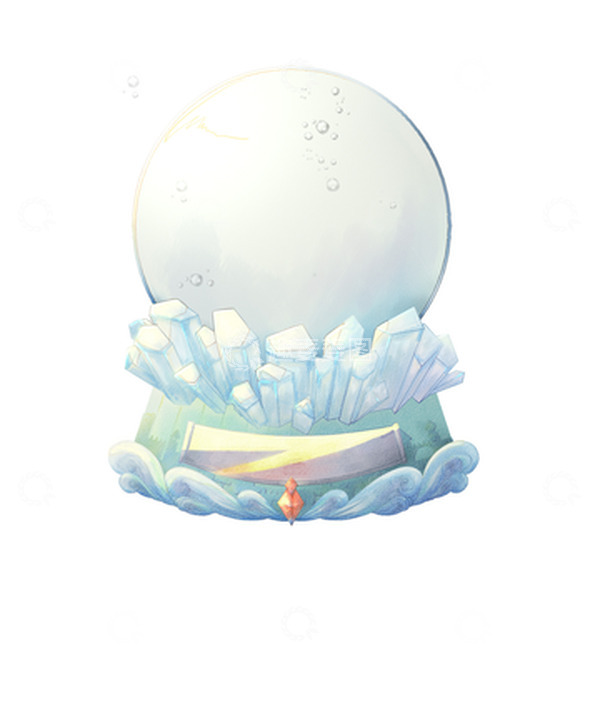 源文件下载【趣麦麦图】冰晶蓝色水晶球