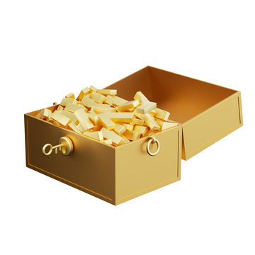 3D元素之金条金砖宝箱