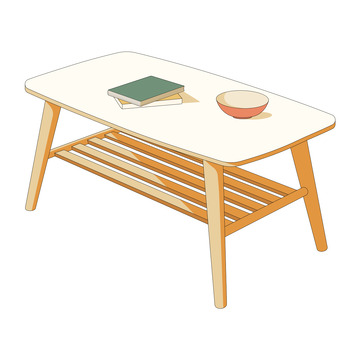 家具客厅桌子茶几插画