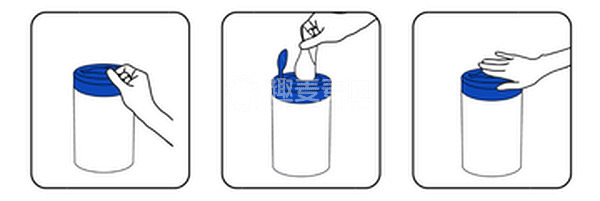 源文件下载【趣麦麦图】插画简笔画桶装湿巾使用说明蓝色手绘