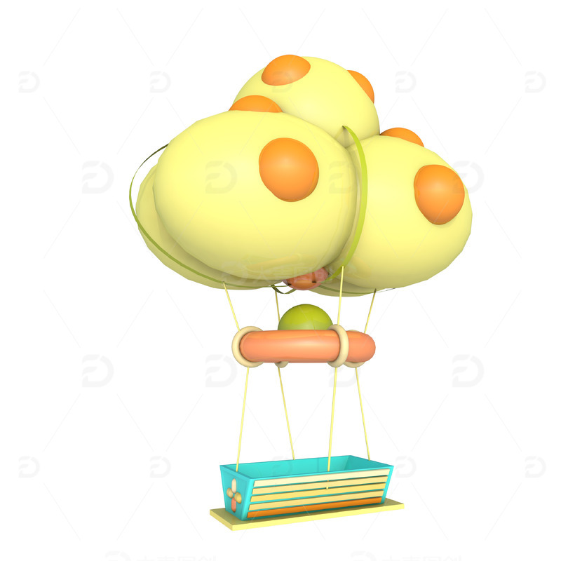 源文件下载【趣麦麦图】热气球节日庆祝装饰黄色