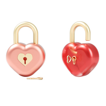 2.14情人节装饰元素3D立体爱情锁