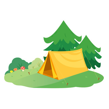 卡通帐篷春游旅游图