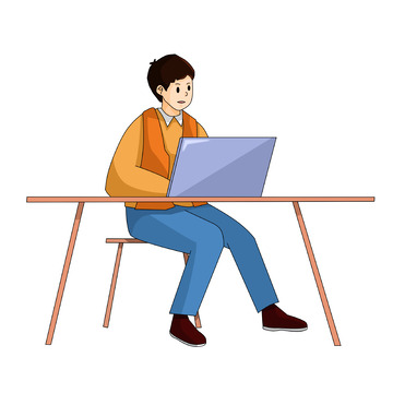 招聘季坐在电脑前办公的商务打工男人