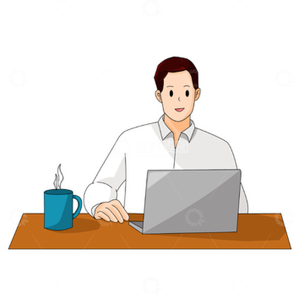 源文件下载【趣麦麦图】招聘季使用电脑工作的男工作人员